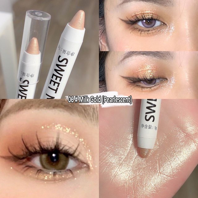 Lápiz resaltador de brillo, resistente al agua, color blanco mate, plateado, diamante, gusano de seda, sombra de ojos, maquillaje Facial