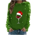thumbnail image 1 of Blouses pour Femmes, Hauts de Noël pour Femmes, Mode Féminine de Noël Décontractée Imprimée Col Rond Manches Longues Chandail Blouse, 1 of 4