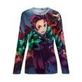 thumbnail image 6 of Demon Slayer Women's Pajama Top 3D Digital Print Sleepwear Trendy Crewneck Pullovers Long Sleeve Shirts 5XL, 6 of 8