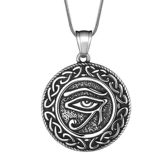 Jewmon Eye of Horus Necklace for Men Egyptian Celtic Knot Horus Eye of Ra Pendant Gothic Jewelry