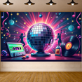 thumbnail image 3 of LUUFILx Disco Party Backdrop Vinyl Record Music Banner for Retro Dance Party Decoration Studio Background Photography Props Themed Event Decor, 3 of 7