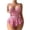 Pink, variant on Levmjia Womens Nightwear and Sleepwear Lace Mesh Teddy Bodysuit Sheer Dress Lingerie Set with Bow for Couples Romantic Comfortable Stretchy and Alluring
