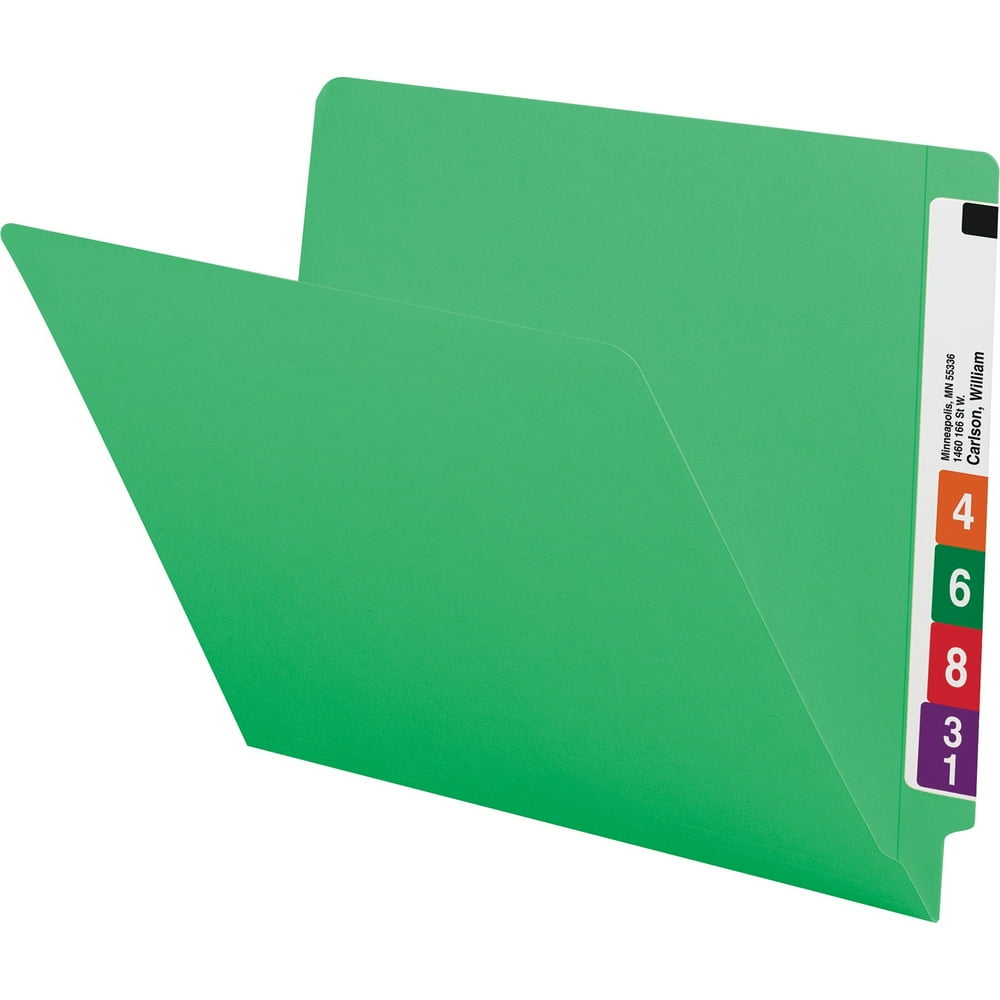 Smead End Tab File Folders with ShelfMaster Reinforced Tab, Green, 100