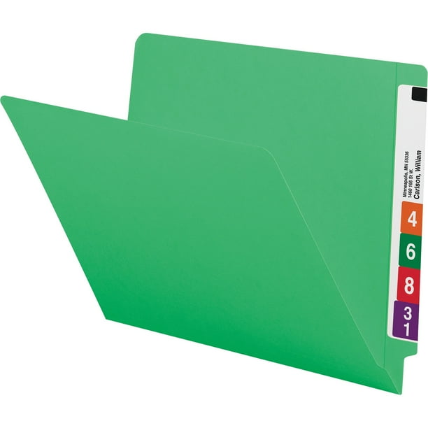 Smead End Tab File Folders with ShelfMaster Reinforced Tab, Green, 100