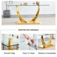 thumbnail image 6 of Sumdeal Modern 9-Piece Dining Set, 71-Inch Rectangular Tempered Glass Table with 8 White PU Leather Chairs, Gold Legs, Style 1, 6 of 9