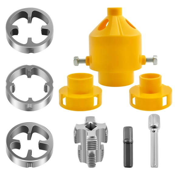 AEVXKHI PVC Thread Maker Tool, Efficient Pipe Threader Plumbing Tool, Reusable Plastic Pipe Threader with 3 Dies, Plumbing Round Die Water Pipe Threading Device for Electric Drill