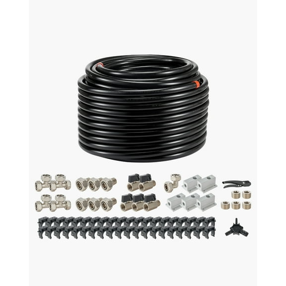 VEVOR Air Compressor Line Kit, 200FT x 3/4", HDPE-Aluminum Compressed Air Piping System, Leak-Proof & Easy-to-Install, Compressed Air Line Tubing Kit for Garages Workshops, Black