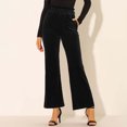 thumbnail image 2 of Hfyihgf Women High Waist Velvet Pants Casual Bow-Knot Belt Stretch Wide Leg Long Palazzo Pants Trousers Regular Size(Black,L), 2 of 7