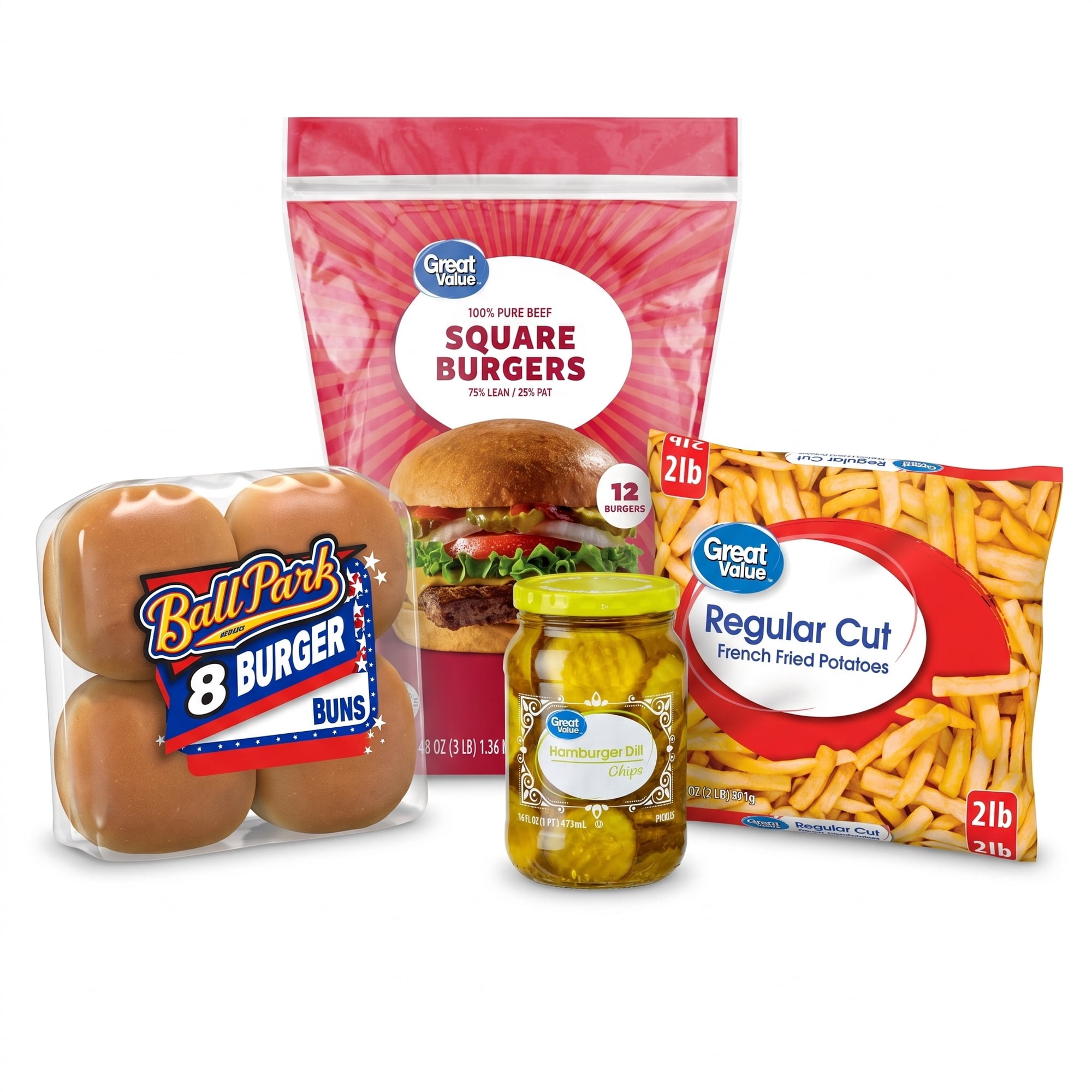 Square Burger and French Fries Meal Bundle