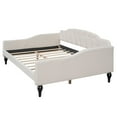 thumbnail image 5 of Elegant Design Upholstered Tufted Full Size Daybed with Stable and Durable, Wood Day Bed for Office/Living Room/Bedroom, Sturdy Slats Support Linen Sofa Bed for Teens Adults, 5 of 9