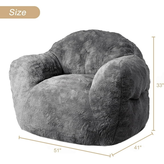 Acekid Bean Bag Chair With Filler Included Large Beanbag Chairs For Adults Machine Washable Memory Foam Bean Bag Chair Ultra Soft Faux Fur Fabric Round Fluffy Sofa For Living Room
