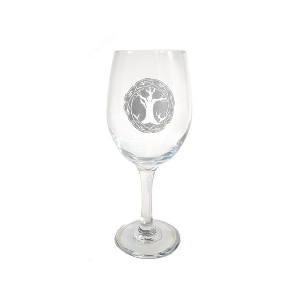 18 oz Tree Of Life Engraved Wine Glass