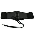 thumbnail image 2 of GILIGEGE Corset Belt for Women - Vintage Lace-Up Elastic Waist,Tied Waspie Wide for Halloween Costume Waist Cincher Corset Wide Band Elastic Tied Belt Leather Soft Adjustable Black Costumes Black, 2 of 6