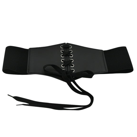 Prolriy Belts for Women, Women Corset Belt Wide Leather Waist Belt for Daily Punk Halloween Dresses Chest Elastic Waistband Womens Belt Black One Size