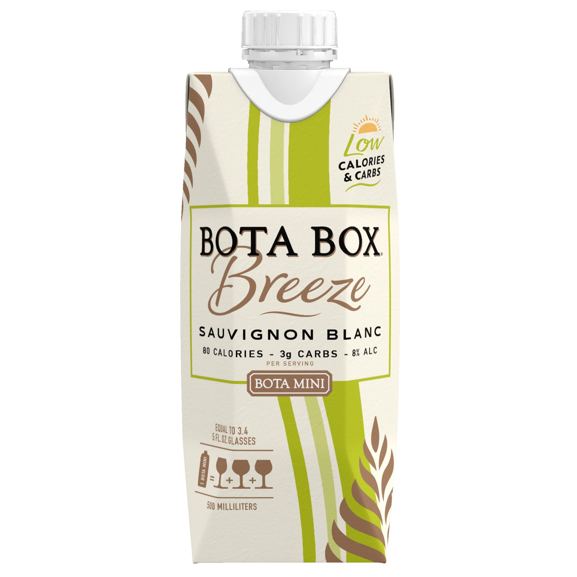 Bota Breeze Mini Sauvignon Blanc White Wine, 500mL (3 Glasses), 8% ABV