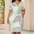 thumbnail image 4 of Womens Casual Dresses Abstract Leaf Pattern Pastel Colors Short Sleeve Dress Summer Dresses for Women 2025, 4 of 6
