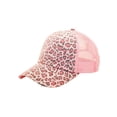 thumbnail image 1 of Low Profile Canvas Leopard Print Mesh Trucker Cap, Pink, 1 of 1