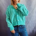 thumbnail image 2 of jsaierl Women's Button Down V Neck Crop Tops Heart Print Knit Cardigan Sweater Outwear, 2 of 5