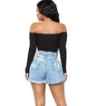 thumbnail image 2 of CEHVOM Women's Mid Ripped Denim Shorts Frayed Hem Casual Jeans Shorts, 2 of 6