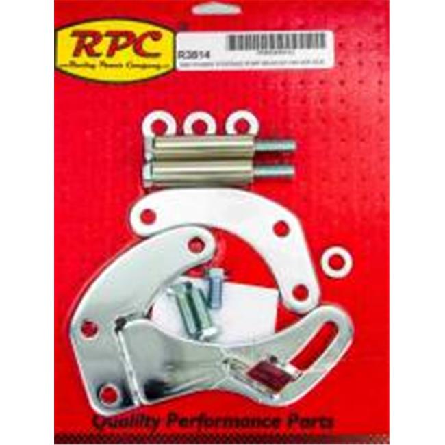 Racing Power Block Mount Steel Chrome Driver Side Power Steering Pump