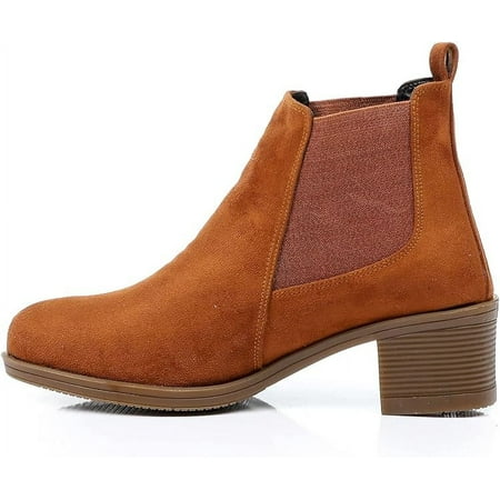 

HOLXI 2024 Women Chelsea Ankle Boots Closed Toe Chunky Block Low Heels Pull On Waterproof Shoes