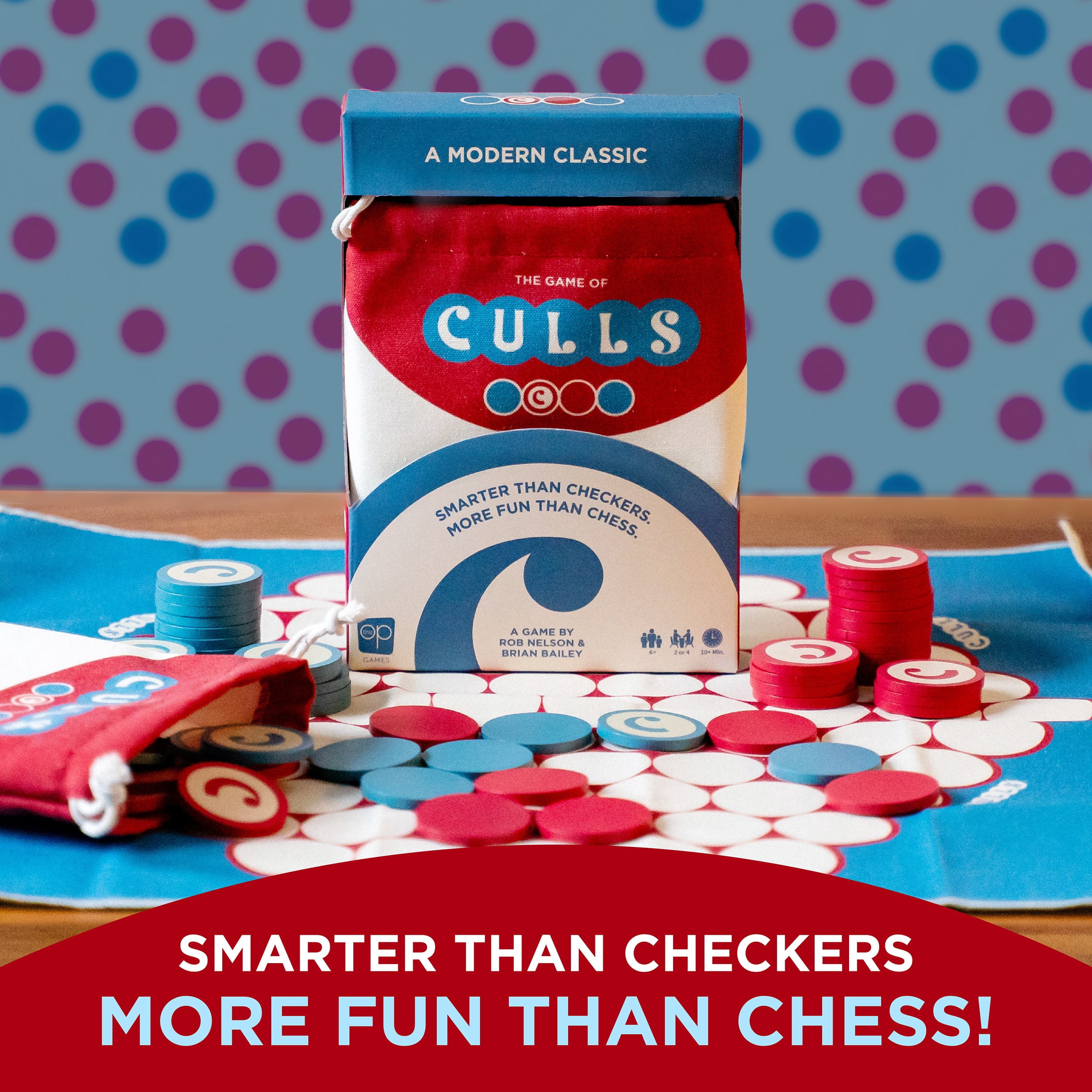 CULLS®, Abstract Strategy Board Game, Smarter Than Checkers and More Fun Than Chess, A Travel Friendly Quick Thinking Tactics Game by The Op Games