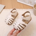 thumbnail image 2 of KPOPLK Toddler Girl Sandals Wide Toe Box Mary Jane Dress Shoes for Party School Uniform Summer Flower Girls Shoes Size 5.5,Beige, 2 of 6