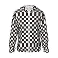 thumbnail image 1 of Balery Black and White Checkerboard Sudadera ligera de manga larga con capucha y protección solar UPF 50+ para hombre y mujer, ideal para pesca y running-Small, 1 of 7