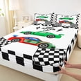 thumbnail image 4 of Erosebridal Kids Race Car Full Size Sheets, Racing Flag Bed Sheets, 1 Flat Sheet, 1 Fitted Sheet and 2 Pillowcases, 4 of 5