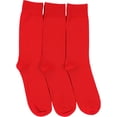 thumbnail image 5 of ToBeInStyle Pack of 3 Unisex Colorful One Size Fits Most Dress Crew Socks - Red, 5 of 8
