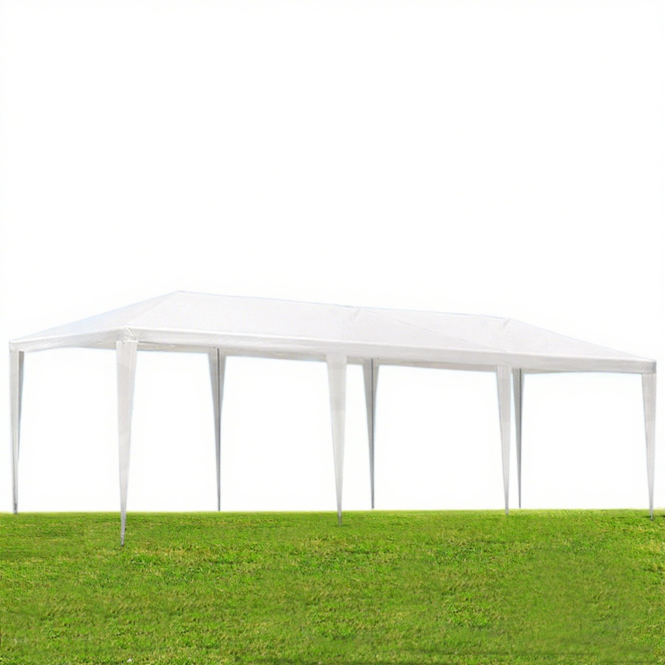 BaPiPro 10'×30' White Folding Awning Outdoor Gazebo, Sidewall-Free Design with Waterproof PE Frame for Patio Garden Outdoor Use