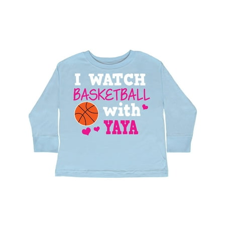 

Inktastic I Watch Basketball with Yaya Gift Toddler Toddler Girl Long Sleeve T-Shirt
