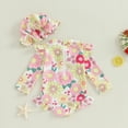 thumbnail image 3 of Bagilaanoe Toddler Baby Baby Girl One-Piece Swimsuit Flower Print Long Sleeve Zipper Rashguard Swimwear + Swimming Cap 6M 9M 12M 18M 24M 3T Kids Ruffle Bathing Suit, 3 of 7