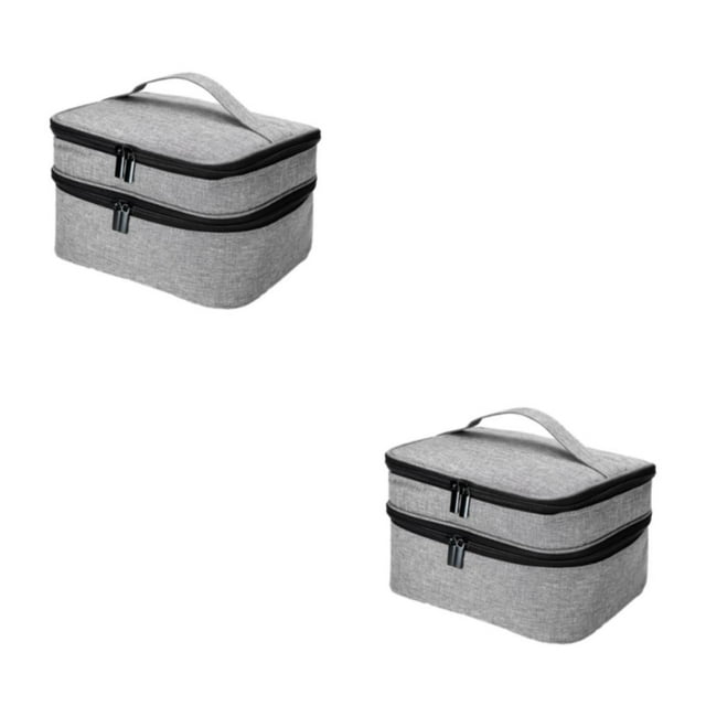 Thinsony Nail Polish Organizer Bag Sturdy Durable And Designed With In Mind Widely Uesd LightGray 2Set