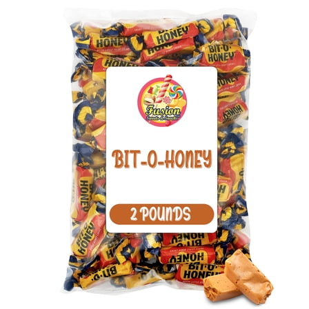 Bit-O-Honey Candy - 2 LB Bulk Bag - Individually Wrapped Retro Candy - Real Honey And Almond Taffy, Brown