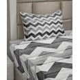 thumbnail image 2 of Ambesonne Chevron Fitted & Top Sheet Set with Sham, Monochrome Wood Pattern, Pale Grey White and Grey, 2 of 4