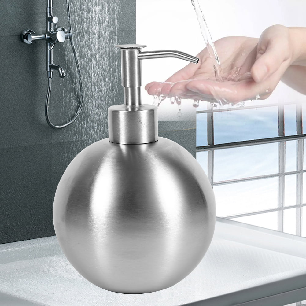 YLSHRF 1pc 304 Stainless Steel Ball Shaped Bathroom Shampoo Shower Liquid Pump Dispenser Bottle 500ml, Liquid Soap Dispenser,Soap Dispenser