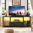 thumbnail image 3 of HIGDBFE TV Stand for 55 inch TV with 2 Fabric Drawers, Industrial Entertainment Center with Open Shelves and Led Lights for Living Room Bedroom, Rustic Black, 3 of 9