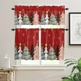 thumbnail image 2 of Christmas Winter Kitchen Curtains and Valances Set, Snowflakes Pine Tree Simple Red Rod Pocket Window Valance 18 Inch Window Curtain Panels for Living Room Bedroom Laundry, 27.5x36in, 3 Pieces, 2 of 7