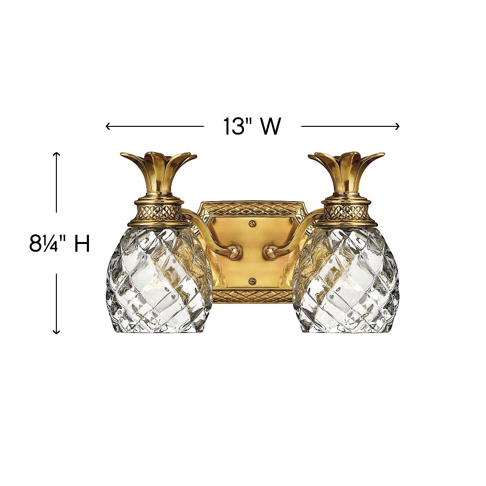 2 Light Bathroom Light Fixture in Traditional-Glam Style 13 inches Wide By 8.5 inches High-Polished Antique Nickel Finish Bailey Street Home