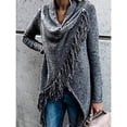 thumbnail image 5 of Suéter tipo poncho con flecos para mujer, cárdigan largo de punto, abrigo tipo suéter (XL), 5 of 5