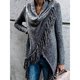 thumbnail image 5 of Suéter tipo poncho con flecos para mujer, cárdigan largo de punto, abrigo tipo suéter (XL), 5 of 5