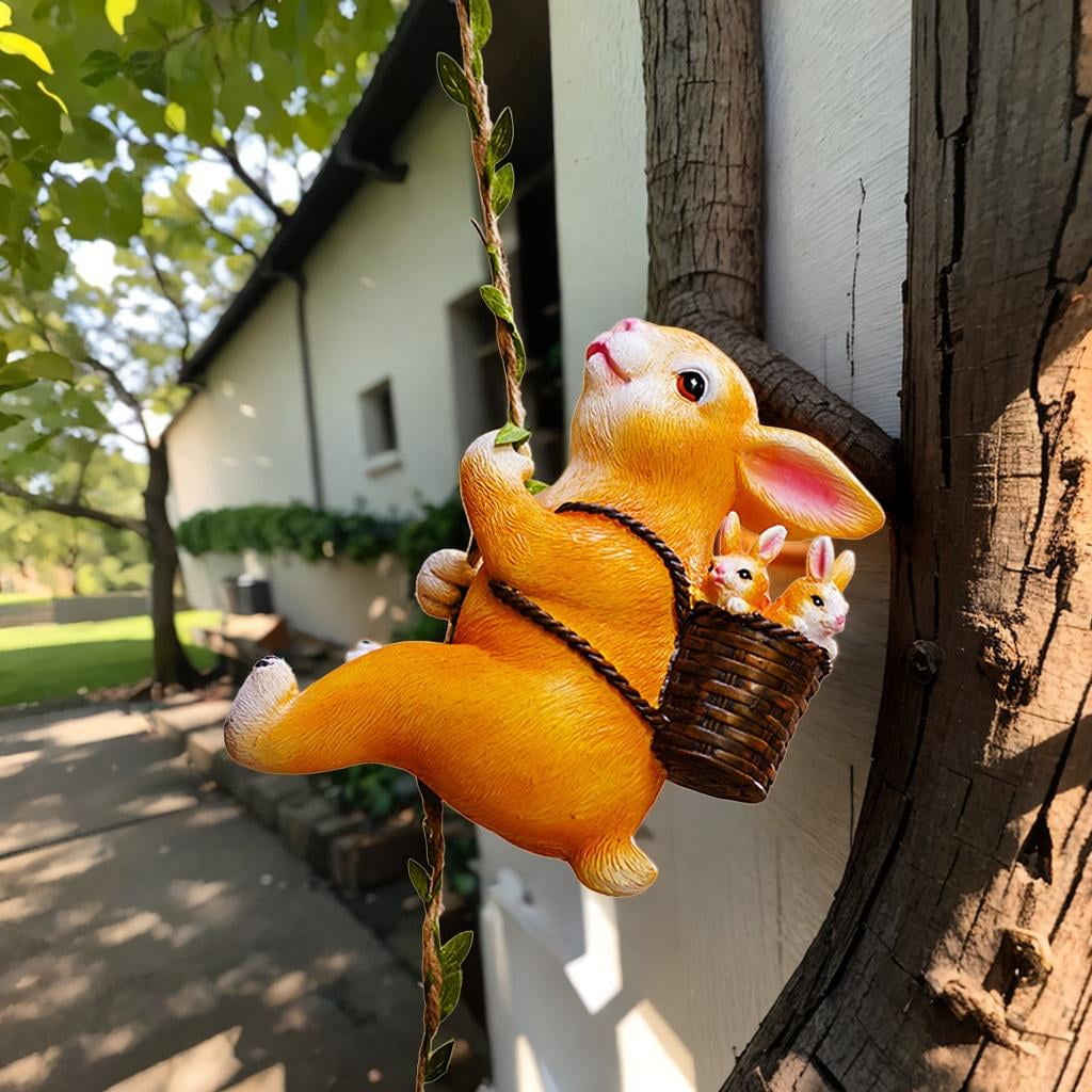 Outdoor Statues Garden Rabbit Sculpture 16x14cm Novelty Rabbit Ornament Climbing Rabbit Figurine for Balcony Landscaping Backyard Flower Bed