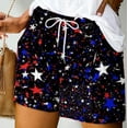thumbnail image 2 of Odeerbi 4th of July Patriotic Shorts for Women 2025 Casual Printed Loose Drawstring Shorts with Pockets Red, 2 of 5