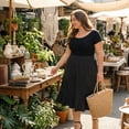 thumbnail image 2 of Agnes Orinda Women's Plus Size Solid Color Elastic High Waist Ruffled Hem Casual Mid Skirts 4X Black, 2 of 7