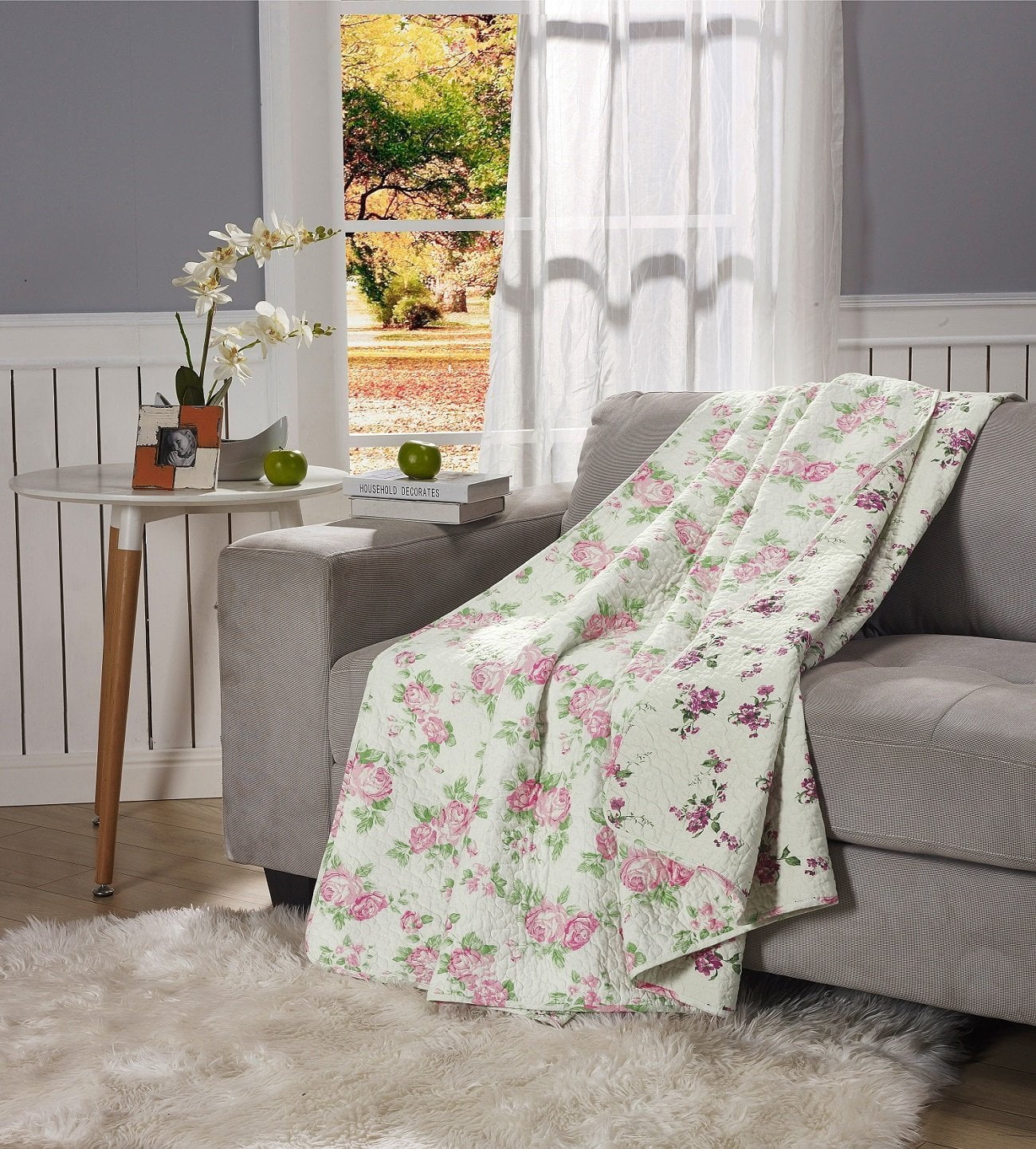 Chezmoi Collection Dakota Reversible Pink Rose Vintage Washed 100