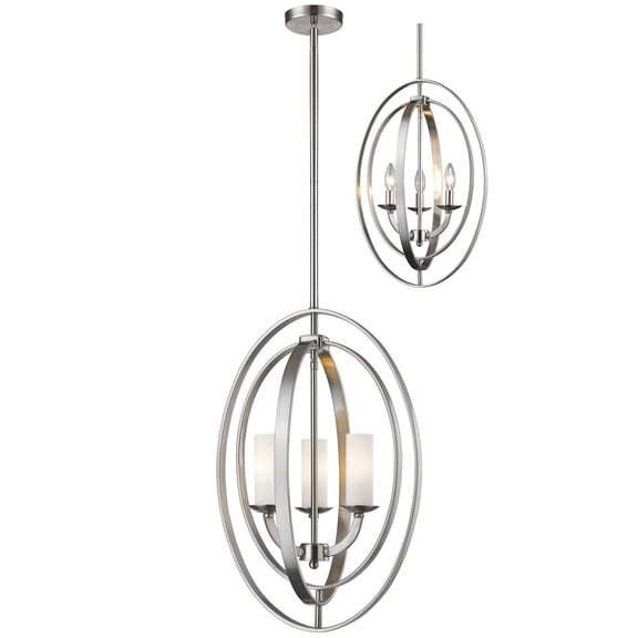 6004-3S-BN-Z-Lite-Ashling - 3 Light Pendant in Architectural Style - 15.13 Inches Wide by 23 Inches High-Brushed Nickel Finish