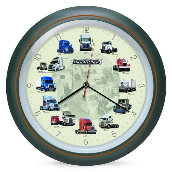 Freightliner Trucks Gunmetal Silver 13 inch Acrylic Sound Hanging Wall Clock