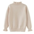 thumbnail image 4 of Qingpeng Girls Turtleneck Neck Pullover Sweaters Casual Long Sleeve Knit Ruffled Hem Tops, 4 of 4