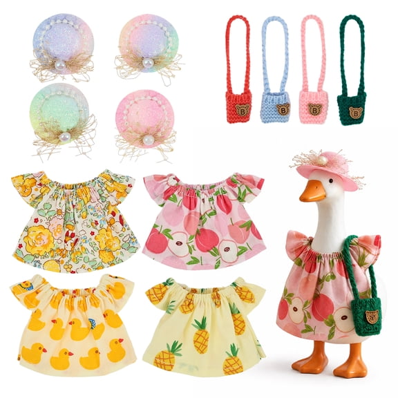Threns 12 Pcs Desk Goose Outfits Holiday Set, 7 Inch Goose Outfits Clothes, Cute Decor Accessories for Magnetic Desk Geese or Duck Statue